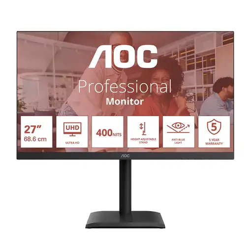  AOC E4 U27E4CV pantalla para PC 68,6 cm (27") 3840 x 2160 Pixeles 4K Ultra HD LED