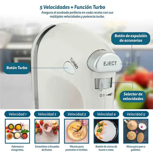 Batidora amasadora con bol de 2 L, 350 W, AM-350TURBO5BOWL GRUNKEL