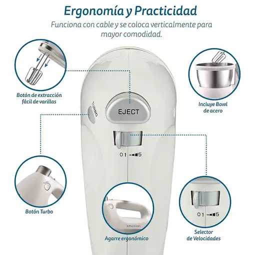 Batidora amasadora con bol de 2 L, 350 W, AM-350TURBO5BOWL GRUNKEL