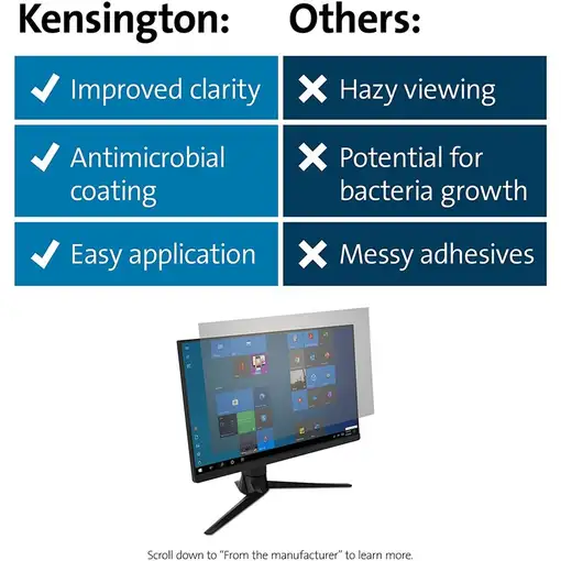 Kensington Filtro antirreflejos y de reducción de luz azul para monitores 16:9
