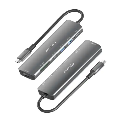 AISENS USB-C Dock 7 en 1, USB-C A, 1x HDMI, 2x USB-A, 1x USB-C, 1x USB-C PD 100W,