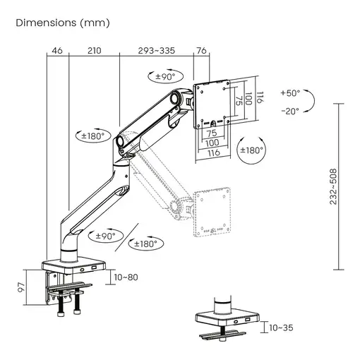 Digitus Soporte para un monitor, 49", 20 kg