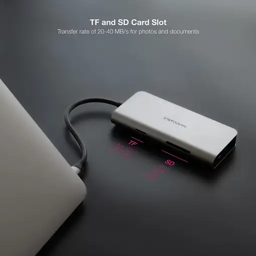 Nanocable Hub USB-C 8 en 1, Conversor USB-C 3.1 a 3xUSB-A 3.0 + HDMI 4K@60Hz + USB