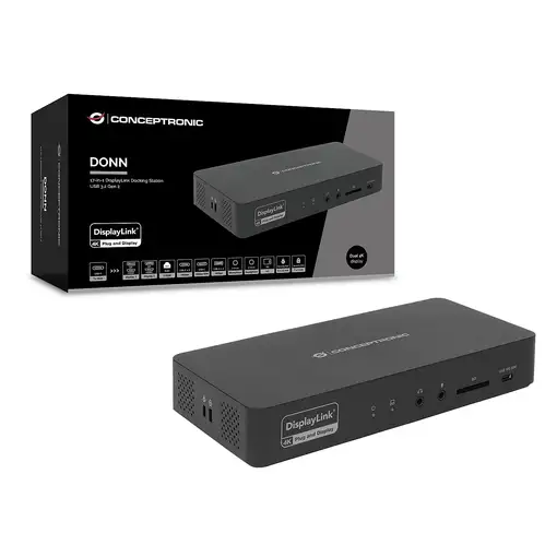 Conceptronic DONN31B base para portátil y replicador de puertos Alámbrico USB 3.2