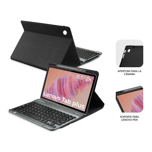 SUBBLIM Funda Tablet Keytab Pro BT Compatible con Lenovo Tab Plus 2025 Negro 11,5