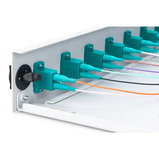 Digitus Caja de empalme de fibra óptica, 1U, equipada, 12x LC DX, OM3