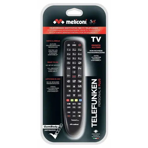 Meliconi Gumbody Personal 6 plus mando a distancia IR inalámbrico TV Botones