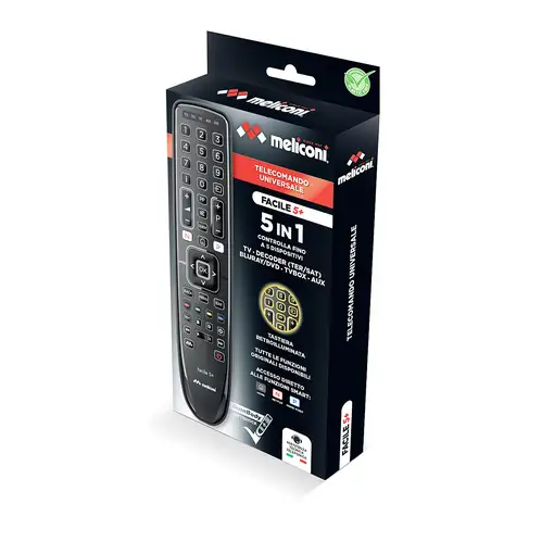 Meliconi Gumbody Facile 5+ mando a distancia DVD/Blu-ray, Sistema de audio de uso