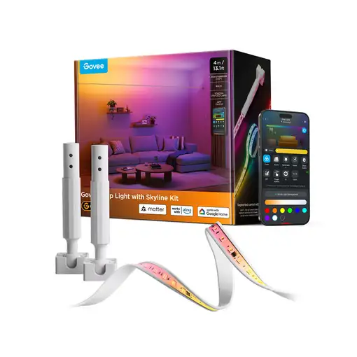 Govee Strip Light with Skyline Kit Kit de iluminación inteligente Wi-Fi/Bluetooth Govee Strip Light with Skyline Kit Kit de iluminación inteligente Wi-Fi/Bluetooth