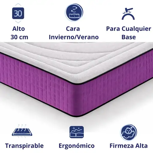 Colchón 120x200 ANATÓMICO PREMIUM Visco | Alto 30cm | Firmeza Alta