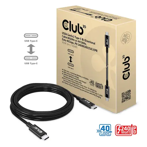 CLUB3D CAC-1579 cable USB USB4 Gen 3x2 3 m USB C Negro