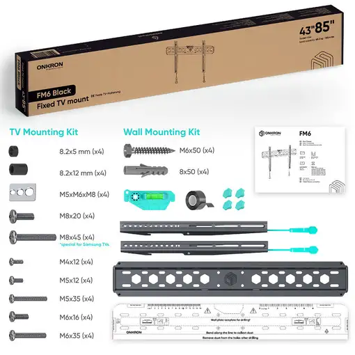 ONKRON FM6-B soporte para TV 2,16 m (85") Negro