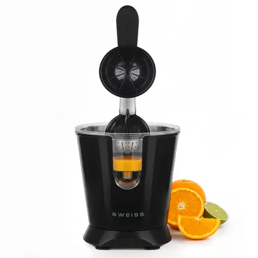 Exprimidor eléctrico ZEST9, Vertedor antigoteo, Apto para lavavajillas, Negro