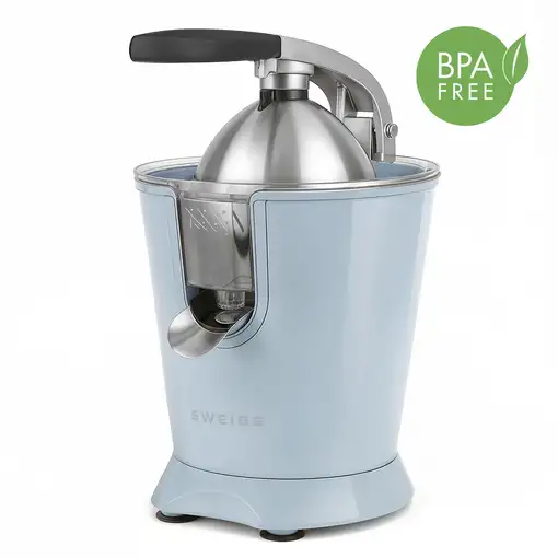 Exprimidor eléctrico ZEST6, Vertedor antigoteo, Apto para lavavajillas, Azul