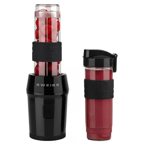 Mini Batidora Portátil MOOV9, SWEISS, 2 Botellas de 570 ml, 4 Cuchillas, Negro Mini Batidora Portátil MOOV9, SWEISS, 2 Botellas de 570 ml, 4 Cuchillas, Negro