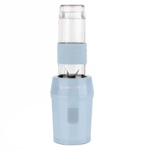 Mini Batidora Portátil MOOV6, SWEISS, 2 Botellas de 570 ml, 4 Cuchillas, Azul