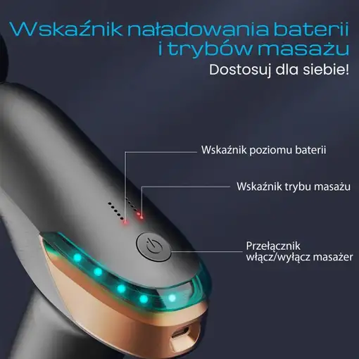 Extralink Pistola de masaje Massage Gun Lite 3200 RPM, 6 puntas intercambiables