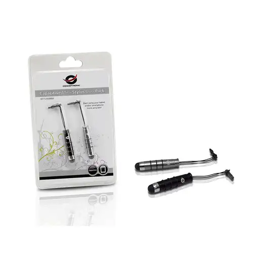 Conceptronic CSTYLUSMINI2P lápiz digital 11 g Negro, Plata