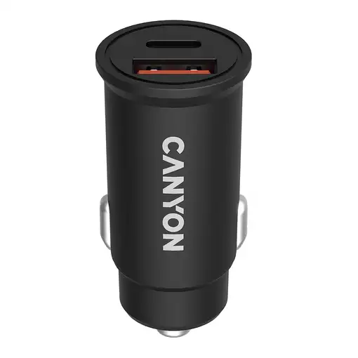 Canyon Cargador de coche C-20-03 PD 30W QC 3.0 18W USB-C USB-A Negro