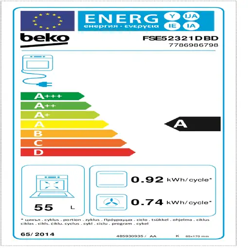 Cocina independiente encimera de gas 4 zone(s) horno eléctrico Negro FSE52321