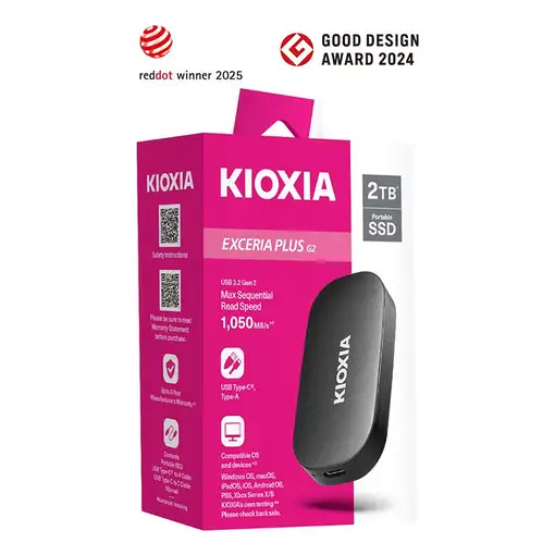 Kioxia Exceria Plus G2 2 TB USB Tipo C 3.2 Gen 2 (3.1 Gen 2) Negro