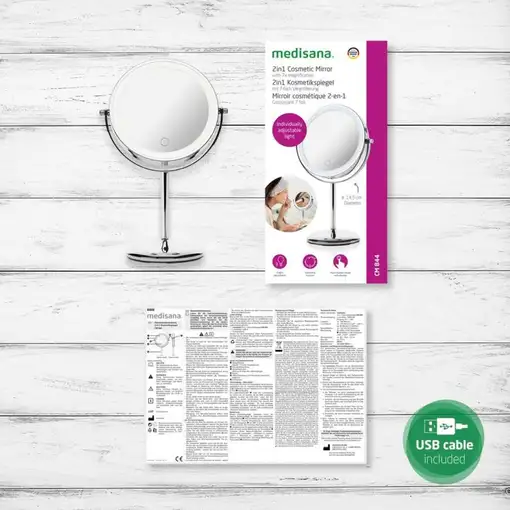 Medisana CM 844 espejo para maquillaje Independiente Alrededor Cromo