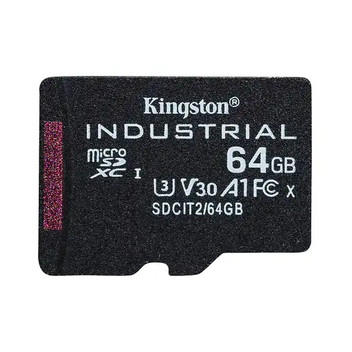 Kingston Technology Tarjeta 64GB microSDXC Industrial C10 A1 pSLC + adaptador SD