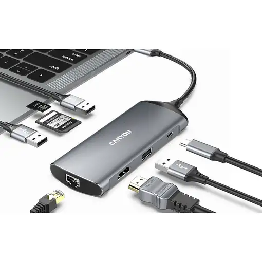 Canyon Hub DS-15 8en1 4k USB-C Gris oscuro