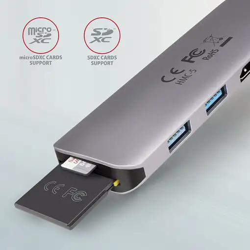 Axagon HMC-5 base para portátil y replicador de puertos Alámbrico USB 3.2 Gen 1