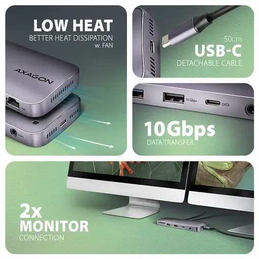 Axagon HMC-12GM2 base para portátil y replicador de puertos Alámbrico USB 3.2 Gen