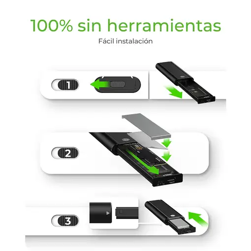 ICY BOX IB-1807MT-C31 Caja externa para unidad de estado sólido (SSD) Negro M.2