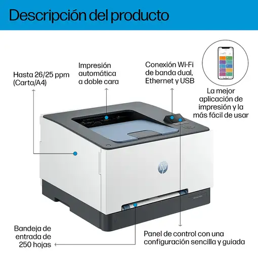 HP LaserJet Pro 3202dw Inalámbrico Multifunction Color Impresora, A doble cara