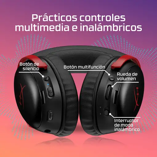 HyperX Auriculares inalámbricos Cloud III S: auriculares gaming (color negro-rojo)