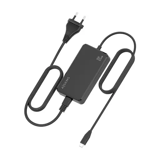 AISENS Cargador De Sobremesa GaN 65W PD3.0 1xUSB-C 1.8m, Negro