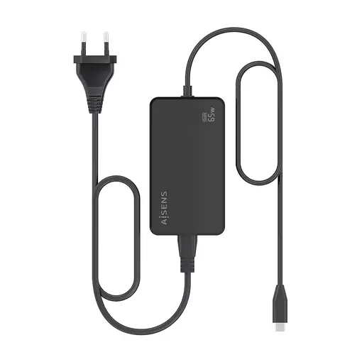 AISENS Cargador De Sobremesa GaN 65W PD3.0 1xUSB-C 1.8m, Negro