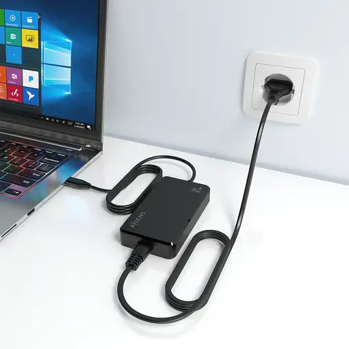 AISENS Cargador De Sobremesa GaN 65W PD3.0 1xUSB-C 1.8m, Negro
