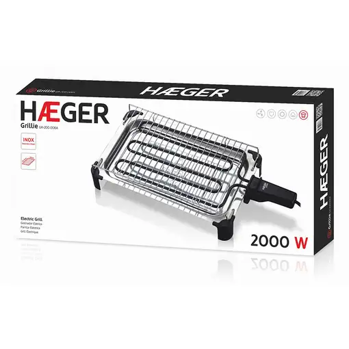 Haeger Grillie Independiente 2000 W Acero inoxidable