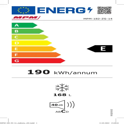 MPM MPM-182-ZS-14 congelador Congelador vertical Independiente 168 L Blanco