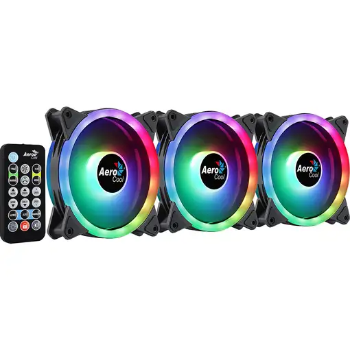 Aerocool DUO12PRO Kit 3xVentilador 12cm ARGB LED Dual Ring Antivibración Negro