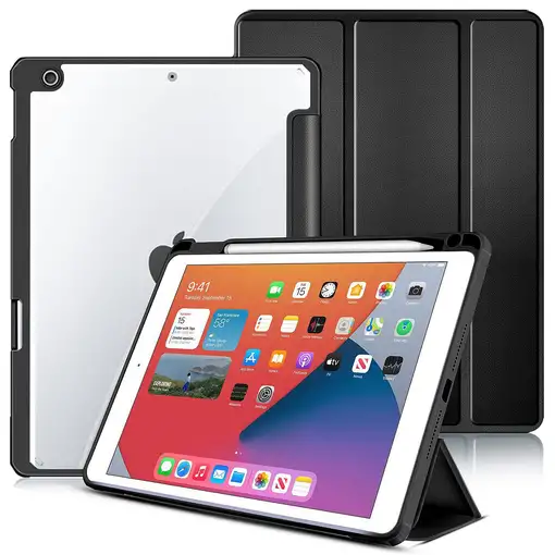 eSTUFF ES68200001-BULK funda para tablet 25,9 cm (10.2") Folio Negro, Transparente