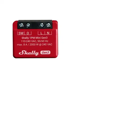 Shelly 1PM Mini Gen3 Interruptor inteligente 1P Rojo