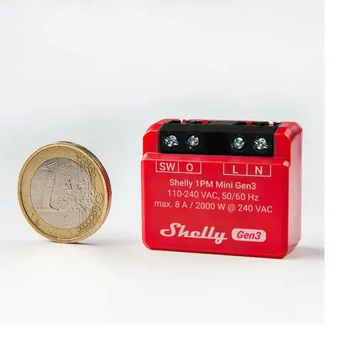 Shelly 1PM Mini Gen3 Interruptor inteligente 1P Rojo