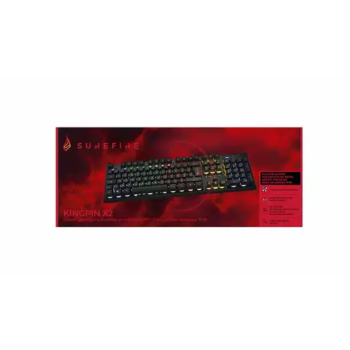 SureFire KingPin X2 teclado Juego USB AZERTY Francés Negro, Metálico