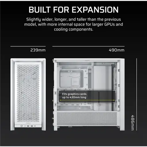 Corsair FRAME 4000D RS Midi Tower Blanco