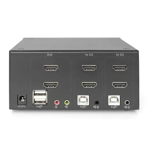 Digitus Conmutador KVM, 2 puertos, pantalla dual, 4K, HDMI®
