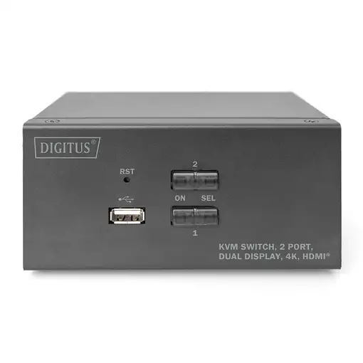 Digitus Conmutador KVM, 2 puertos, pantalla dual, 4K, HDMI®