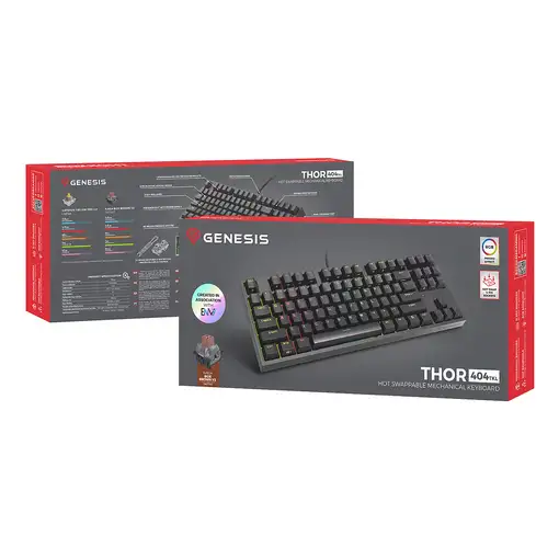 GENESIS Thor 404 TKL teclado Juego USB QWERTY Inglés de EE. UU. Negro