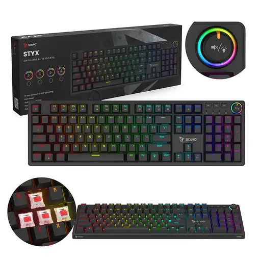 Savio STYX Outemu Red teclado Juego USB QWERTY Internacional de EE.UU. Negro Savio STYX Outemu Red teclado Juego USB QWERTY Internacional de EE.UU. Negro