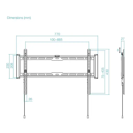 TooQ Soporte Fijo de pared para pantallas 37"- 80", Negro