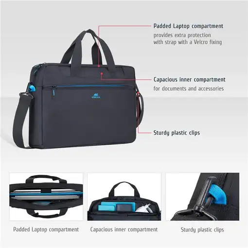 Rivacase 8057 40,6 cm (16'') Funda Negro